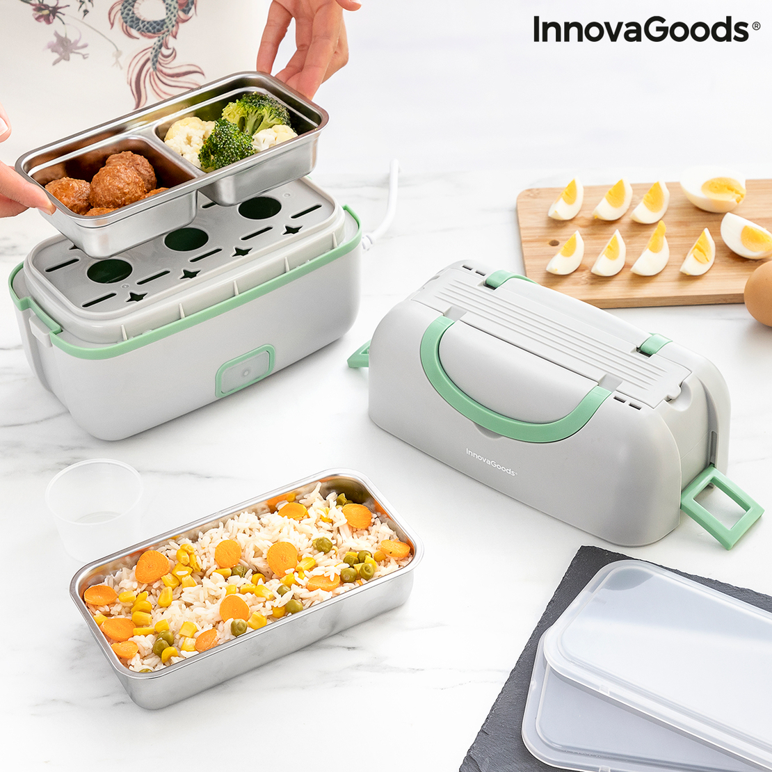 Електрическа кутия за обяд 3 в 1 с рецепти Beneam InnovaGoods