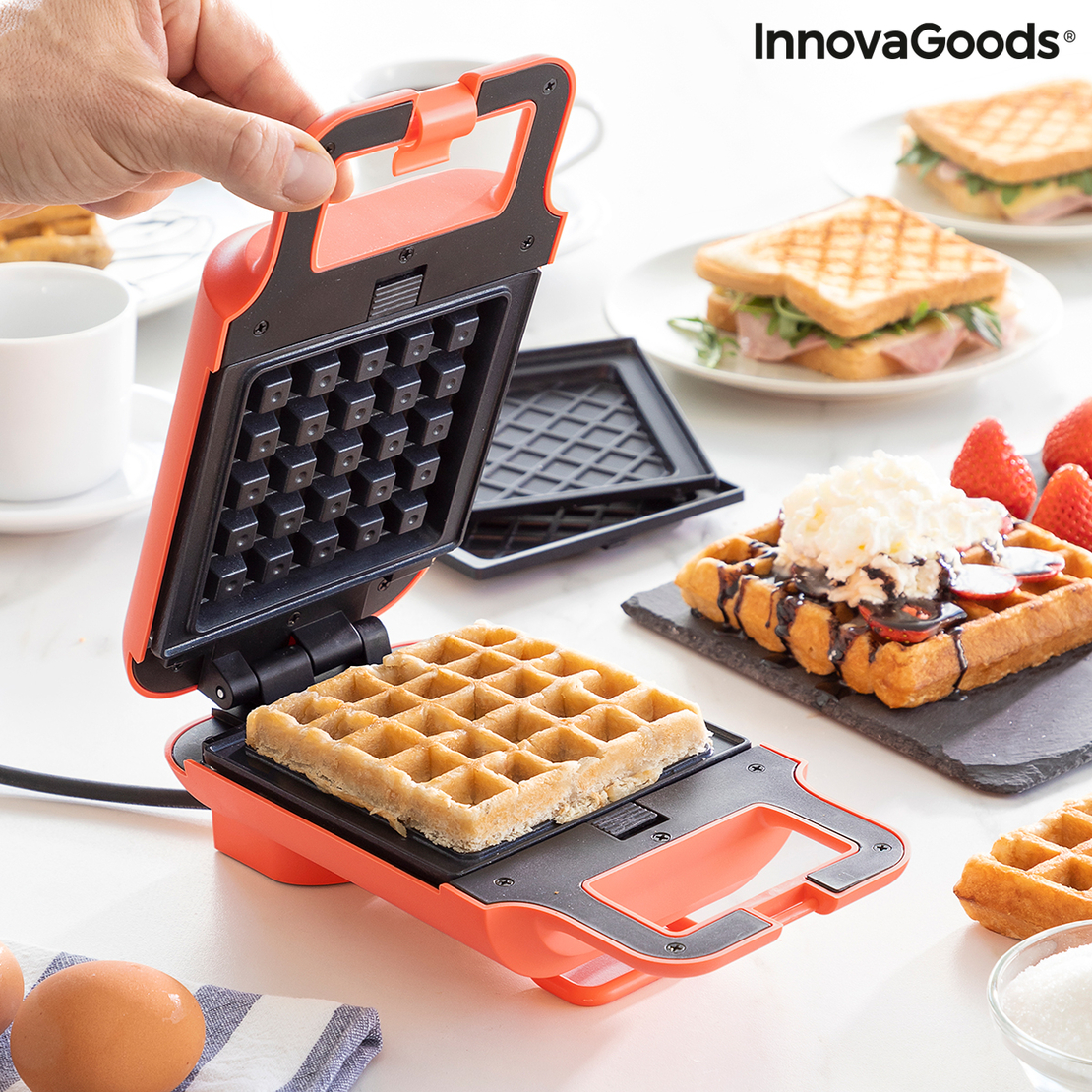 Машина за Вафли и Сандвичи 2 в 1 с Рецепти Wafflicher InnovaGoods