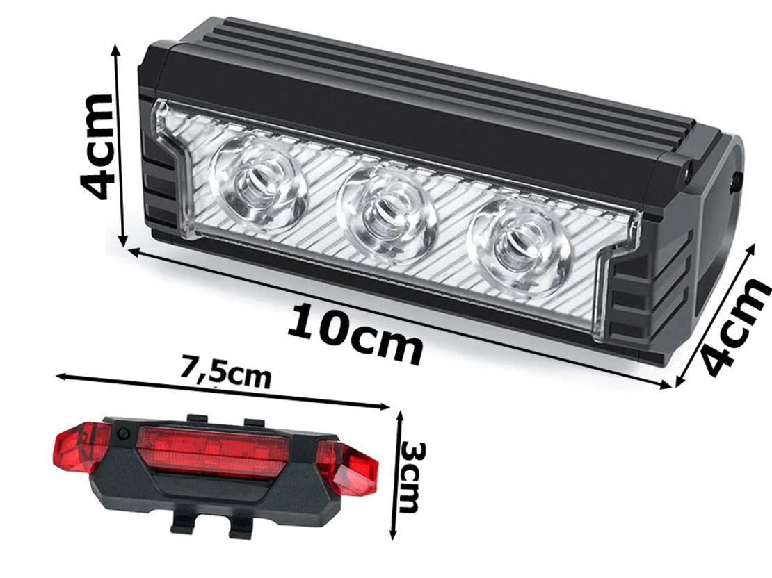 Велосипедна LED светлина предна задна usb батерия комплект кормило