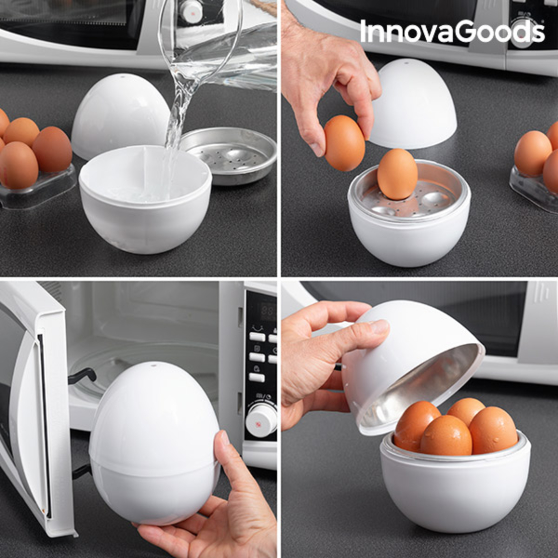 Уред за Варене на Яйца за Микровълнова с Книга с Рецепти Boilegg InnovaGoods