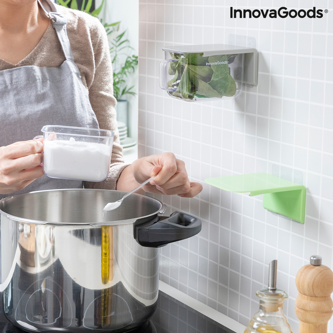 Подвижни Залепващи се Кухненски Контейнери Handstore InnovaGoods Опаковка от 2 единици