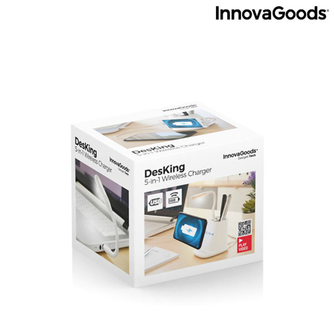 Безжично Зарядно Устройство с Поставка-Органайзер и USB LED лампа 5 в 1 DesKing InnovaGoods