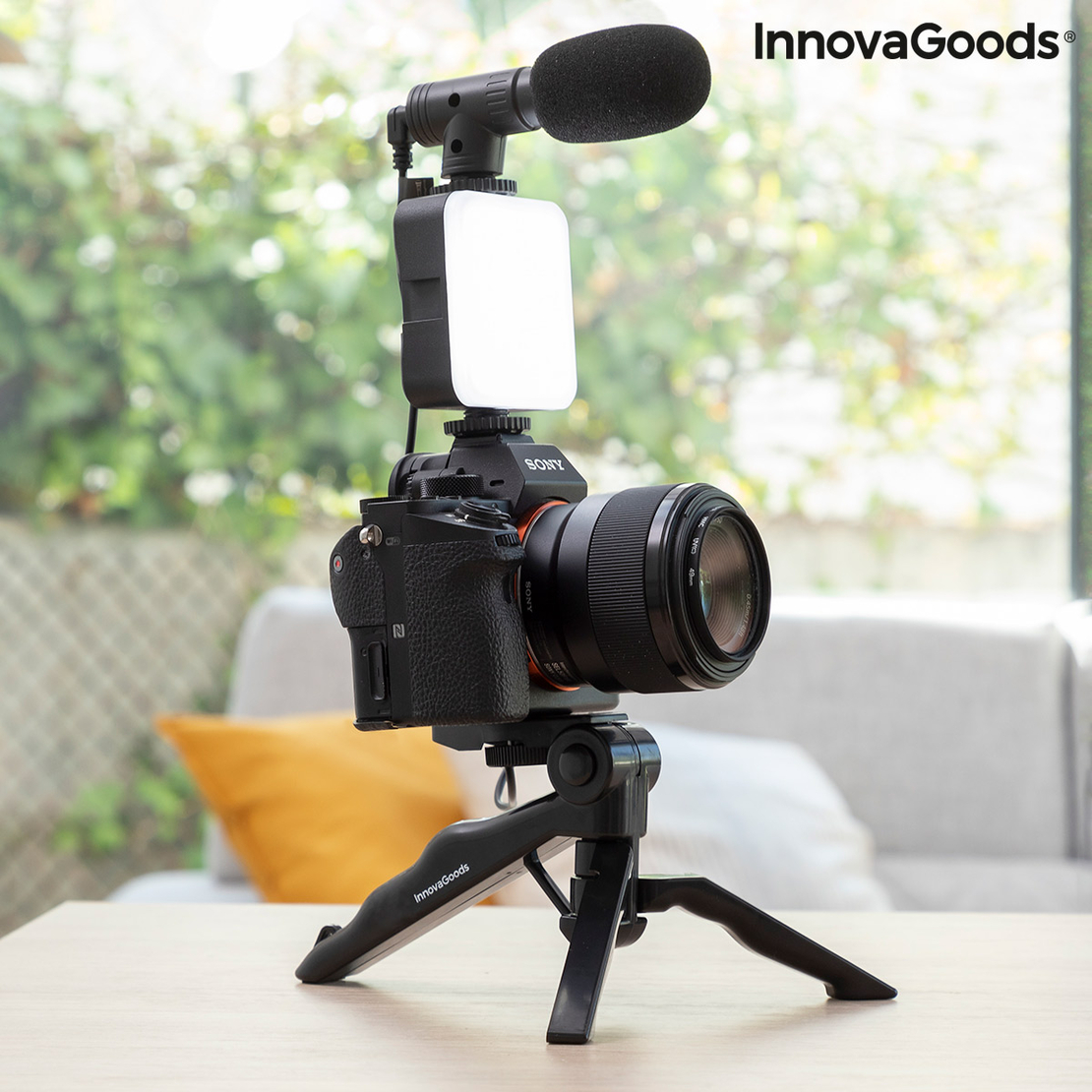 Комплект Vlogging със Светлина, Микрофон и Дистанционно Управление Plodni InnovaGoods 6 Части