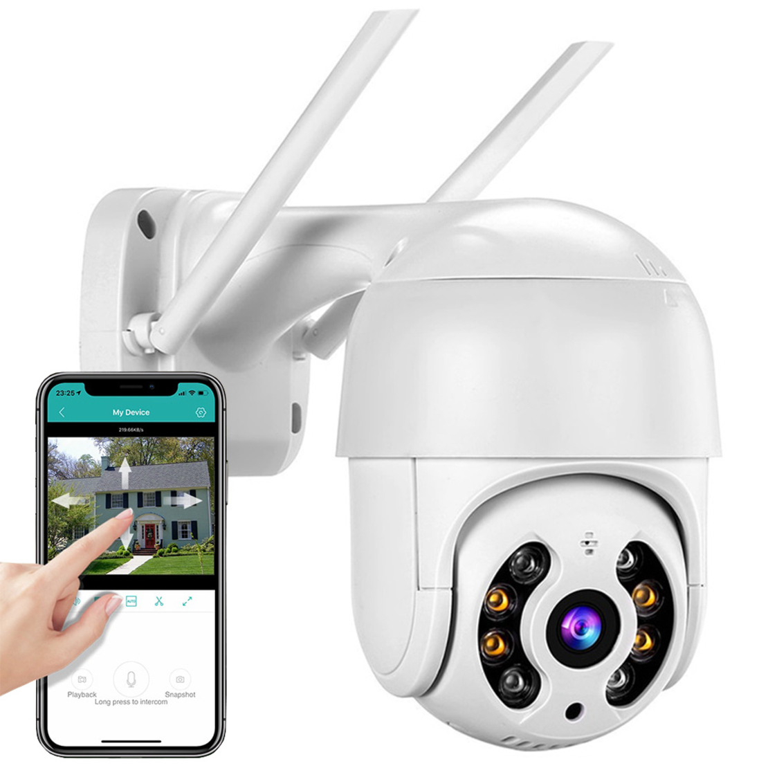 Въртяща се ip wifi външна камера с пълно HD увеличение