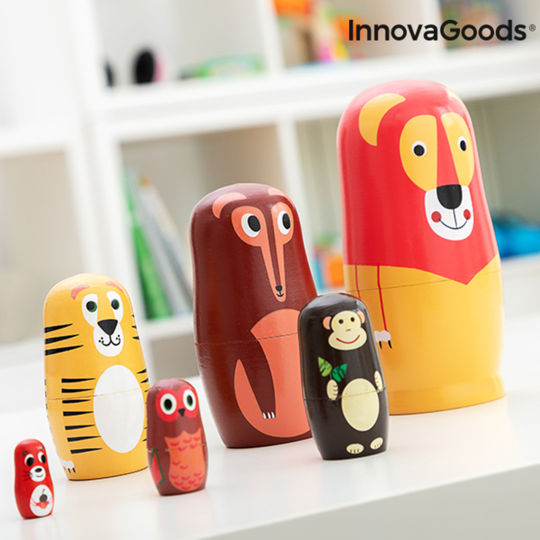 Дървена матрьошка с фигурки на животни Funimals InnovaGoods 11 части