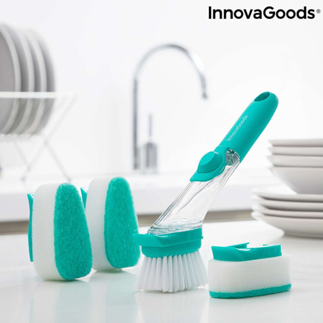Четка за измиване с дръжка и дозатор за сапун Cleasy InnovaGoods