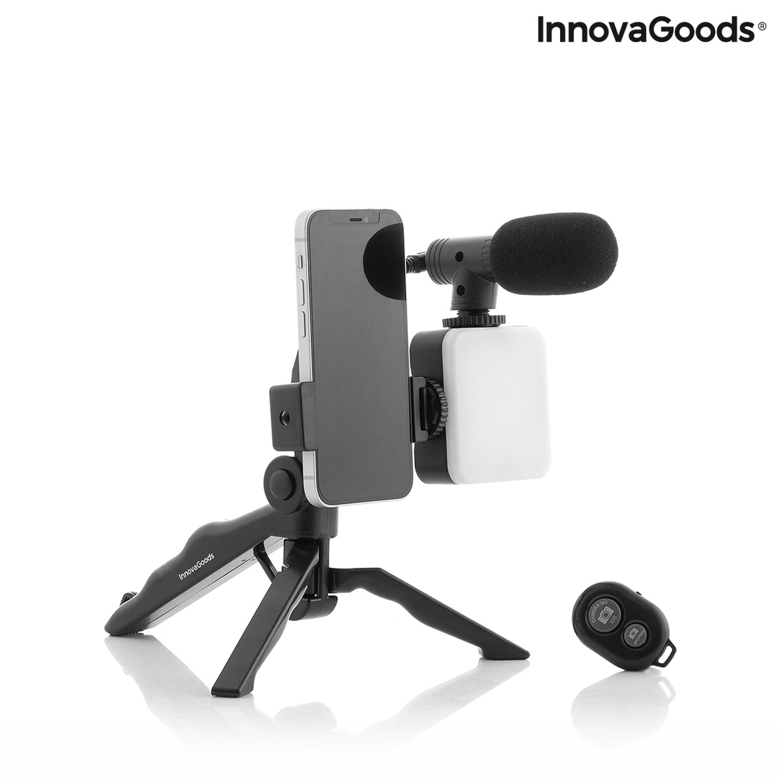 Комплект Vlogging със Светлина, Микрофон и Дистанционно Управление Plodni InnovaGoods 6 Части