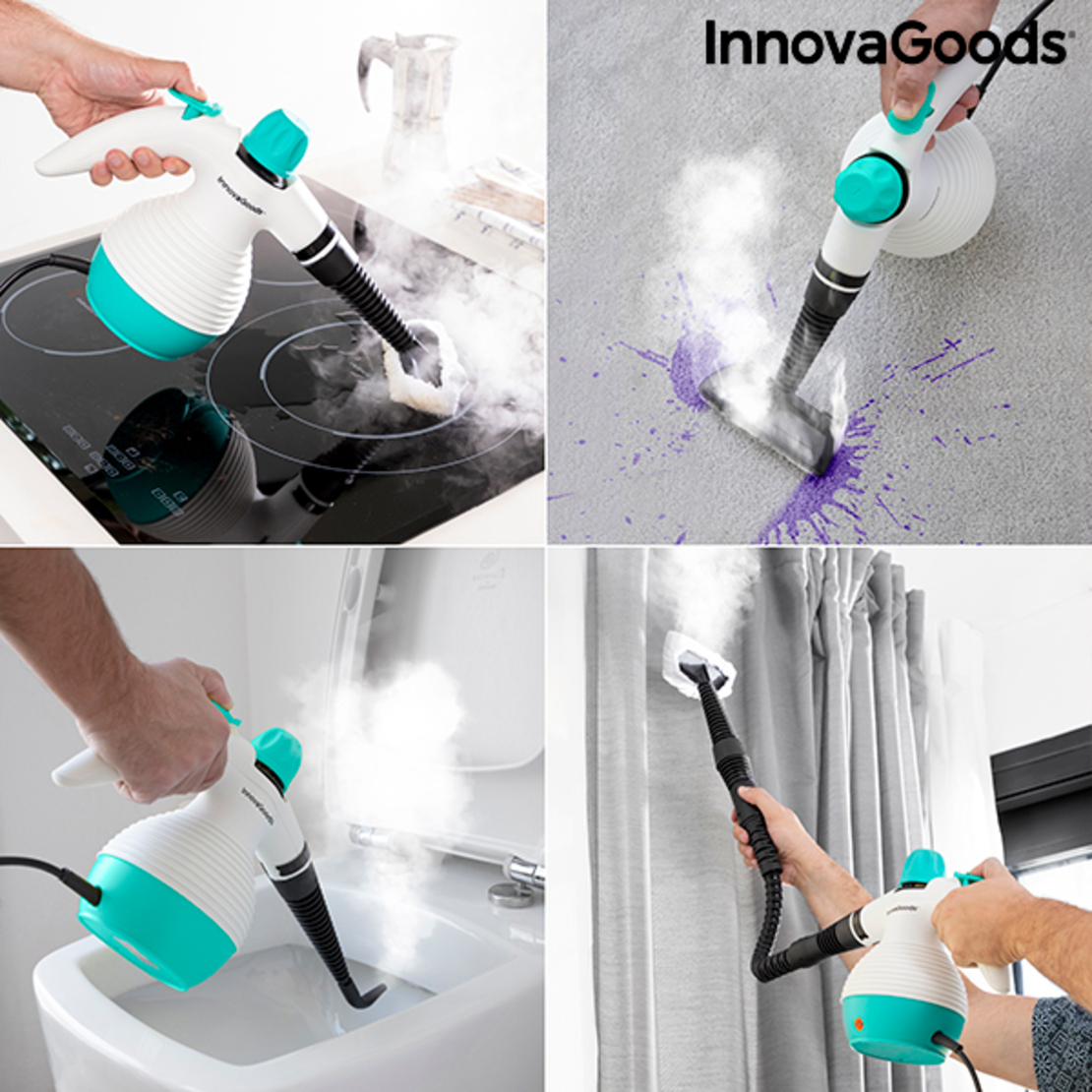 Многофункционален ръчен изпарител с аксесоари 9 в 1 Steany InnovaGoods 0,35 L 3 Bar 1000W