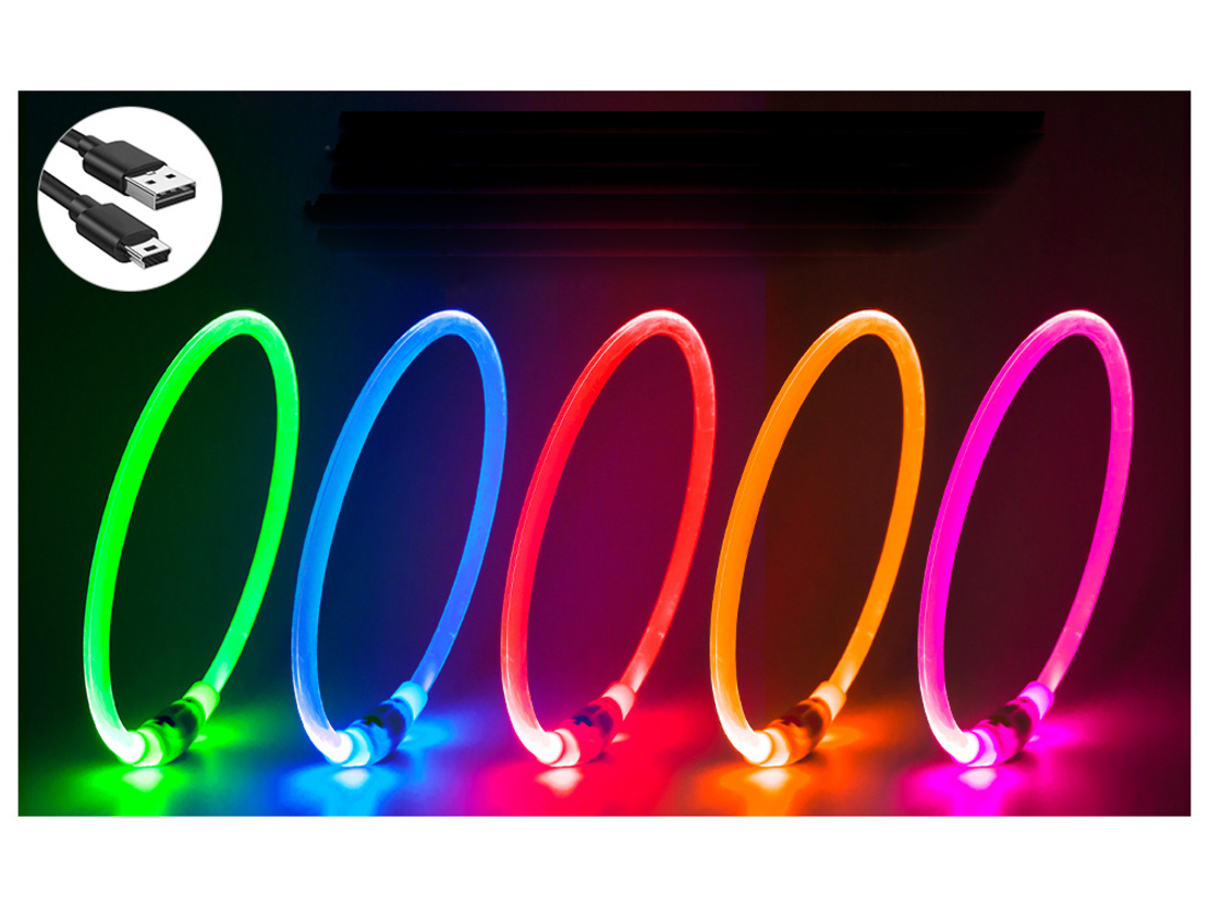 LED светещ нашийник за кучета и котки, USB регулиране