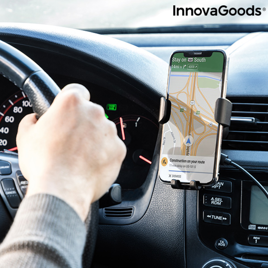 Поставка за Мобилен Телефон с Безжично Зарядно за Кола Wolder InnovaGoods