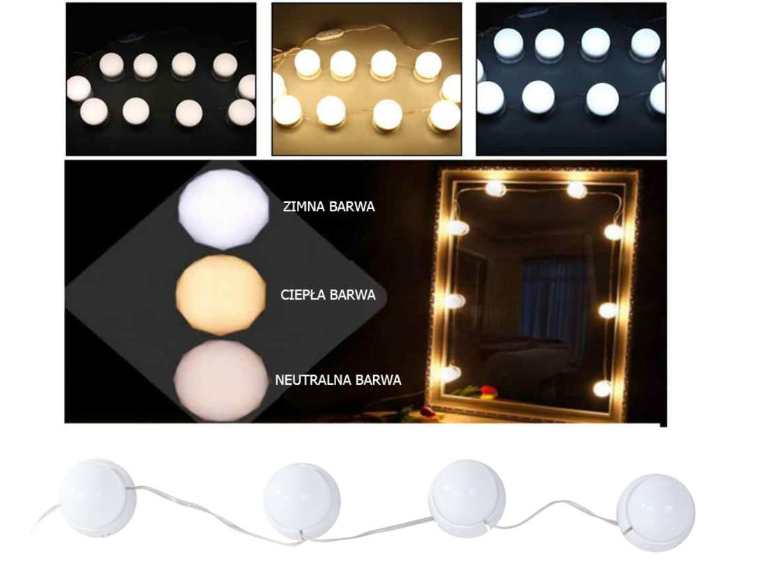 LED осветители за огледало, комплект гримове, 10 бр