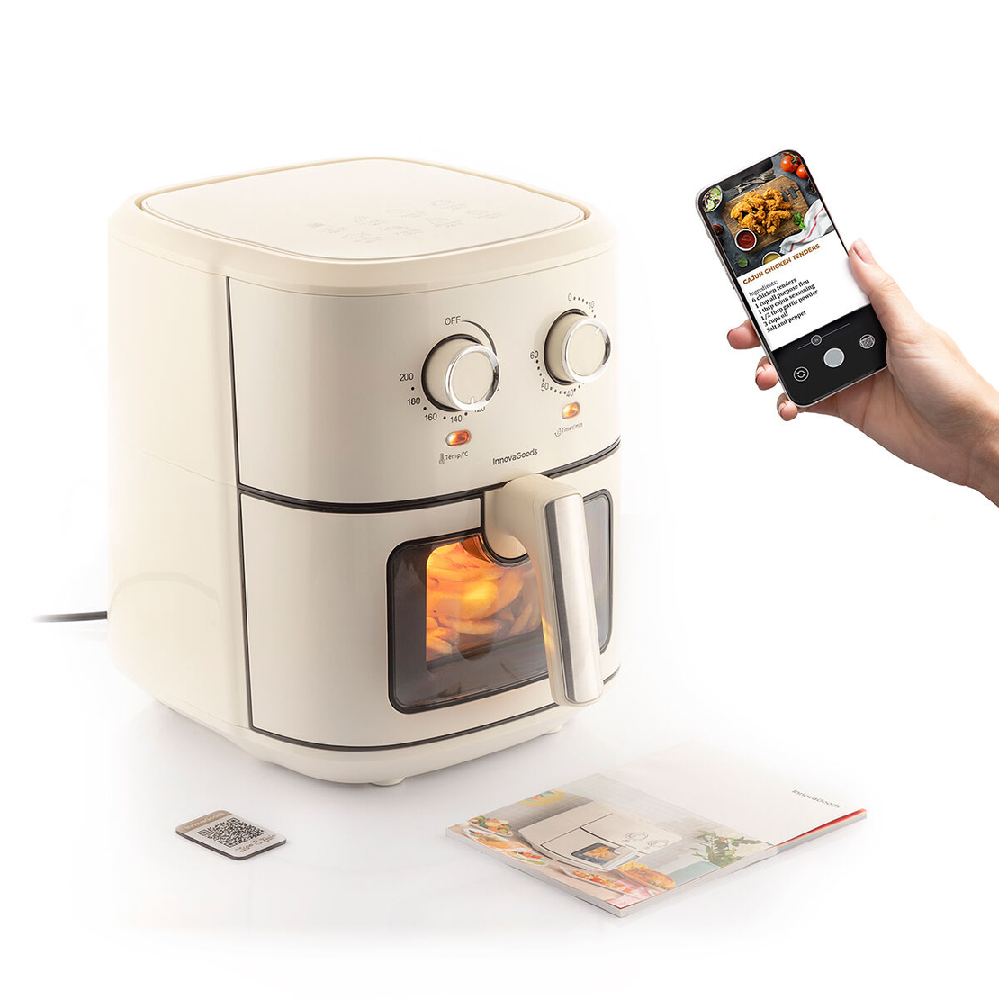 Фритюрник без Мазнина InnovaGoods Vynner Pro 6500 Неръждаема стомана Сметана 1700 W 6,5 L