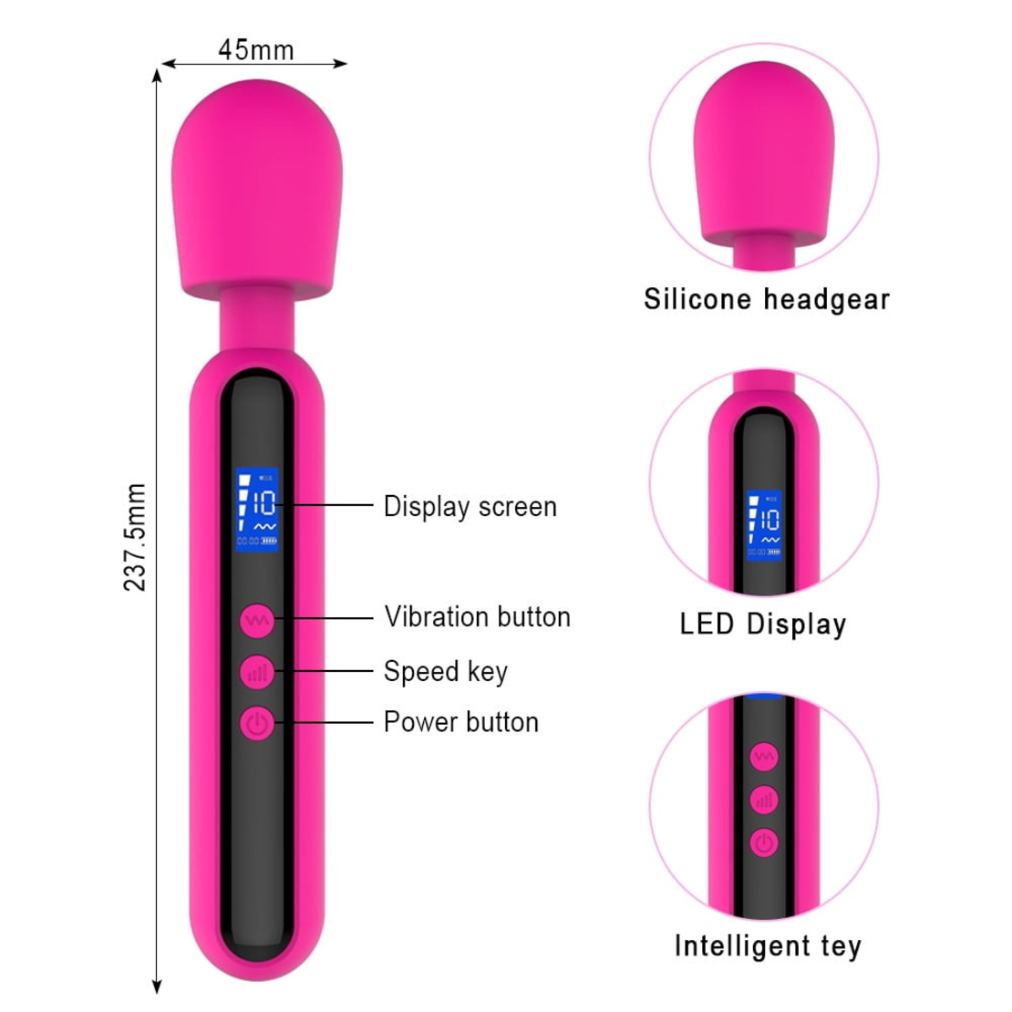 Women's Massager with LED Timer – 10 Vibration Modes and 4 Speeds