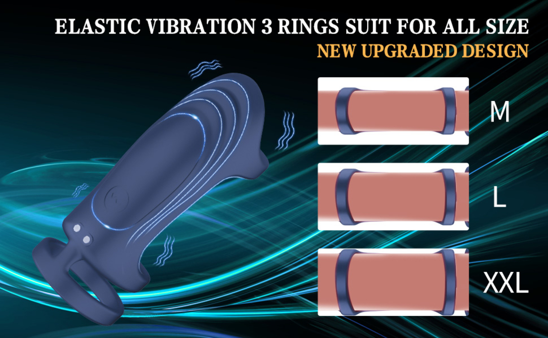 Silicone Vibrating Penis Ring with APP Bluetooth Control – 3-Ring G-Spot Stimulator for Couples
