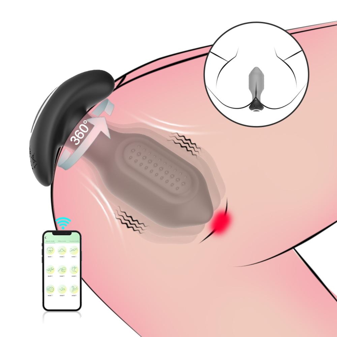 Interactive Bluetooth Anal Prostate Massager – Vibrations and Rotations for Men and Women