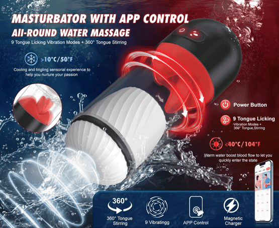 APP-Controlled 360° Tongue Stimulation Male Masturbation Cup