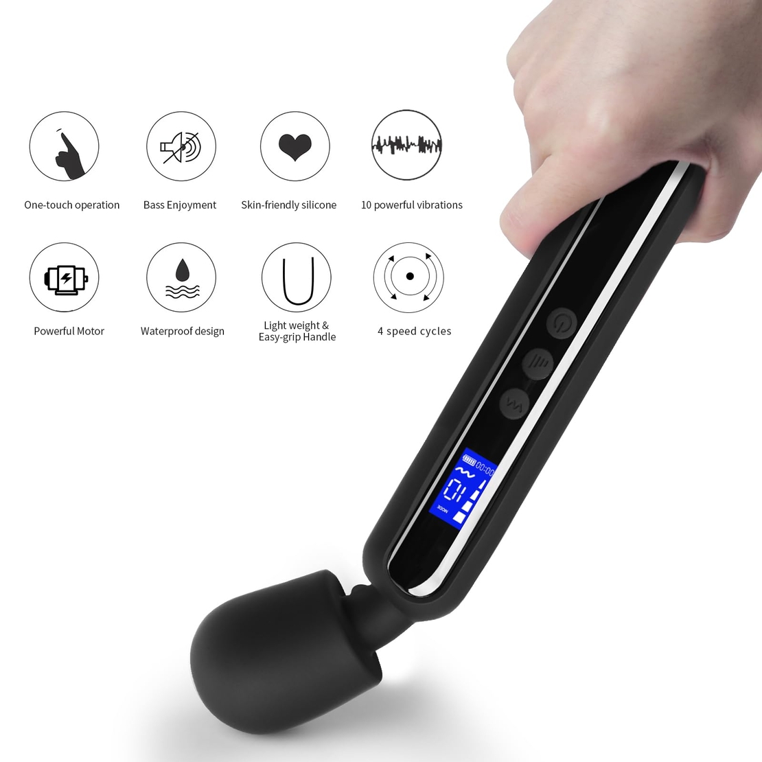 Women's Massager with LED Timer – 10 Vibration Modes and 4 Speeds