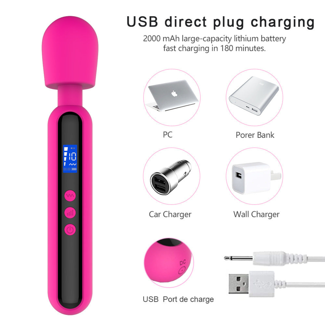 Women's Massager with LED Timer – 10 Vibration Modes and 4 Speeds
