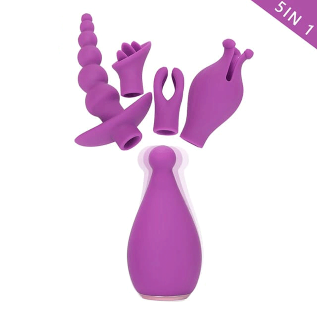 5-in-1 Multi-Functional Vibrator with 4 Interchangeable Caps – Vibrations and Massager for Women