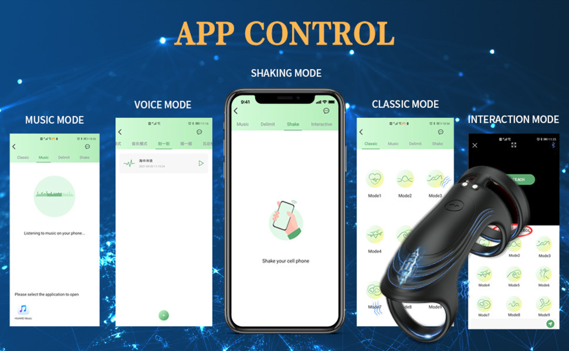 Silicone Vibrating Penis Ring with APP Bluetooth Control – 3-Ring G-Spot Stimulator for Couples