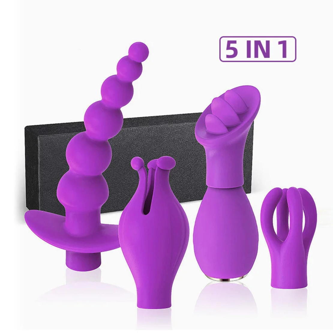 5-in-1 Multi-Functional Vibrator with 4 Interchangeable Caps – Vibrations and Massager for Women