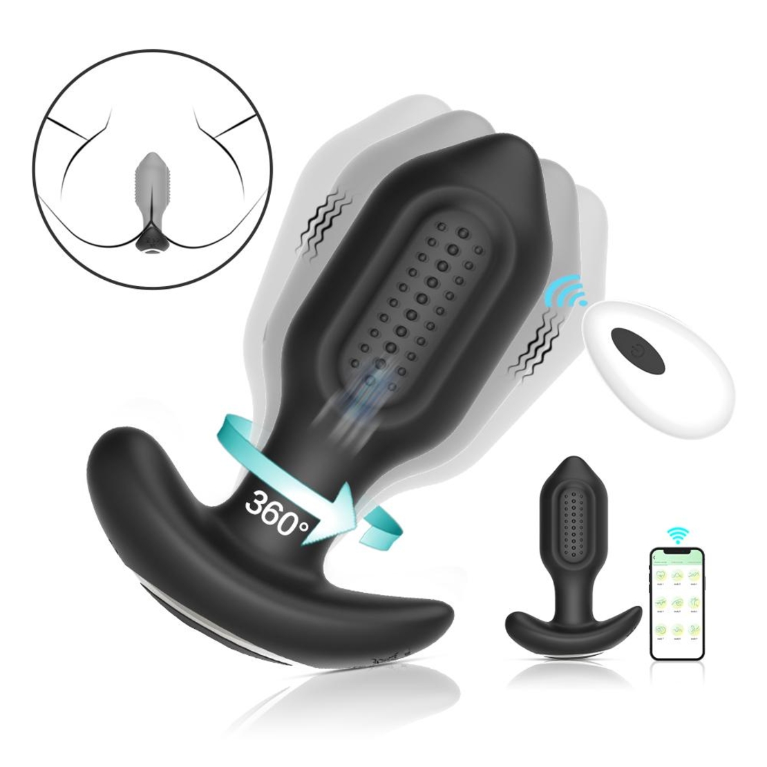 Interactive Bluetooth Anal Prostate Massager – Vibrations and Rotations for Men and Women
