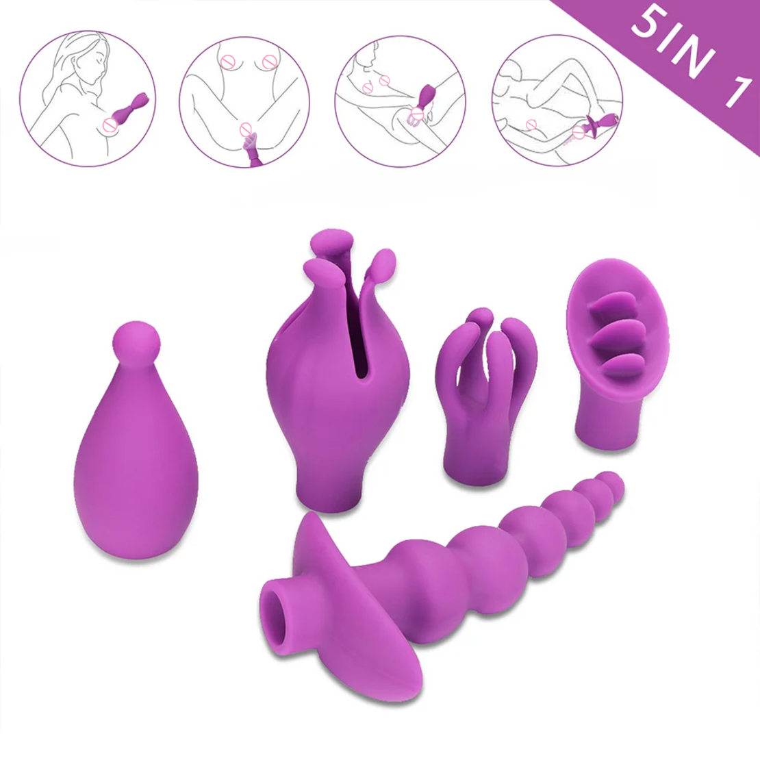 5-in-1 Multi-Functional Vibrator with 4 Interchangeable Caps – Vibrations and Massager for Women
