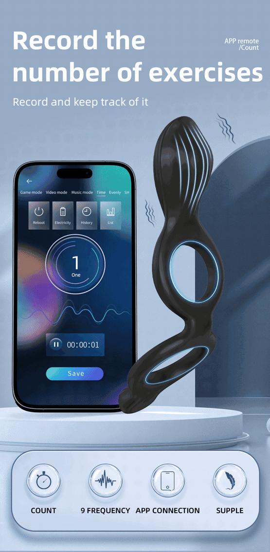 APP-Controlled 3-in-1 Vibrating Penis Ring – Dual Motors, 9 Frequencies, and Exercise Tracking