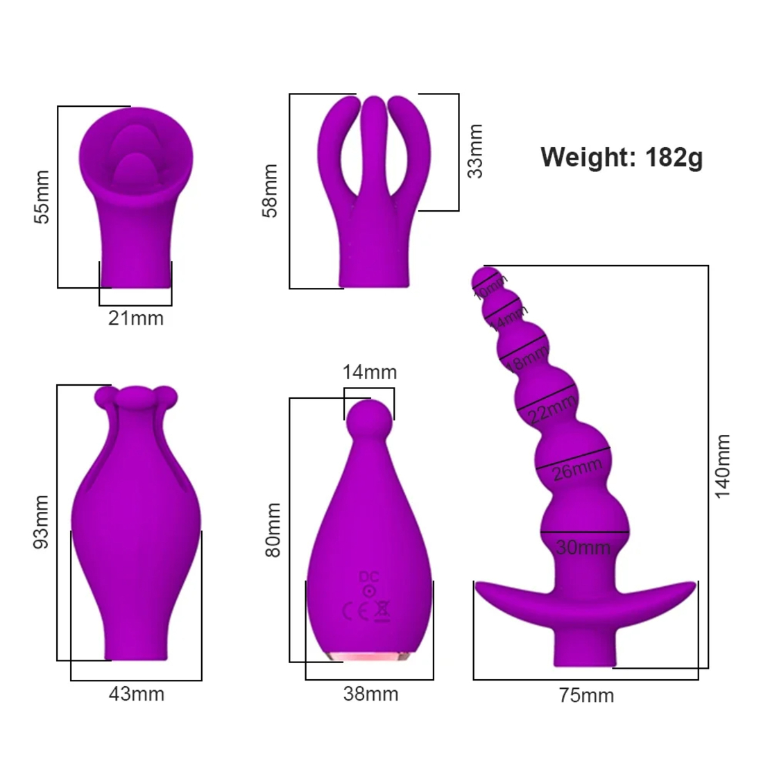 5-in-1 Multi-Functional Vibrator with 4 Interchangeable Caps – Vibrations and Massager for Women
