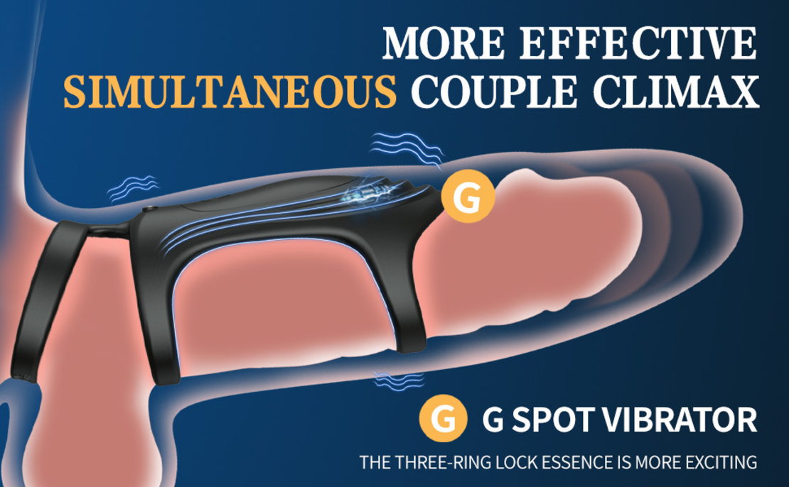 Silicone Vibrating Penis Ring with APP Bluetooth Control – 3-Ring G-Spot Stimulator for Couples