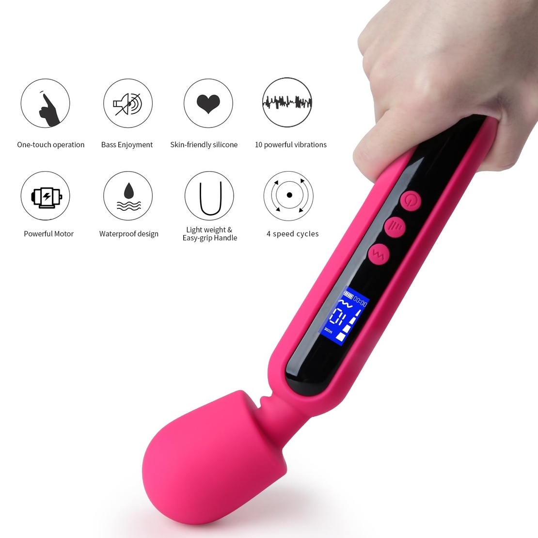 Women's Massager with LED Timer – 10 Vibration Modes and 4 Speeds