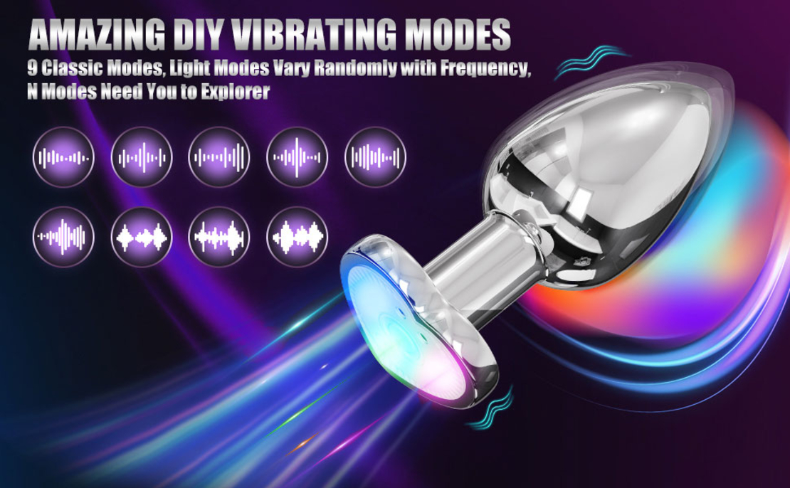 APP-Controlled Anal Vibrator with Heart-Shaped Light – Vibrating Metal Plug for Men and Women