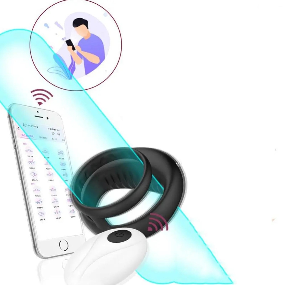 Silicone Penis Ring with APP Control – Vibrations and Delay Training for Men