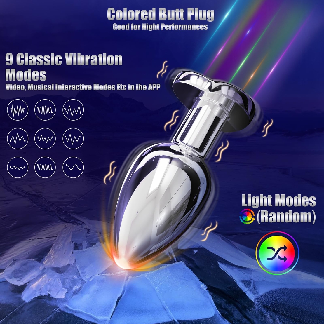 APP-Controlled Anal Vibrator with Heart-Shaped Light – Vibrating Metal Plug for Men and Women