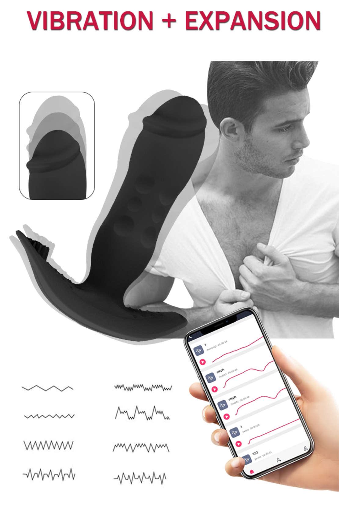 Telescopic Anal Stimulator with APP Control – Bluetooth Vibrations and Massage for Men and Women