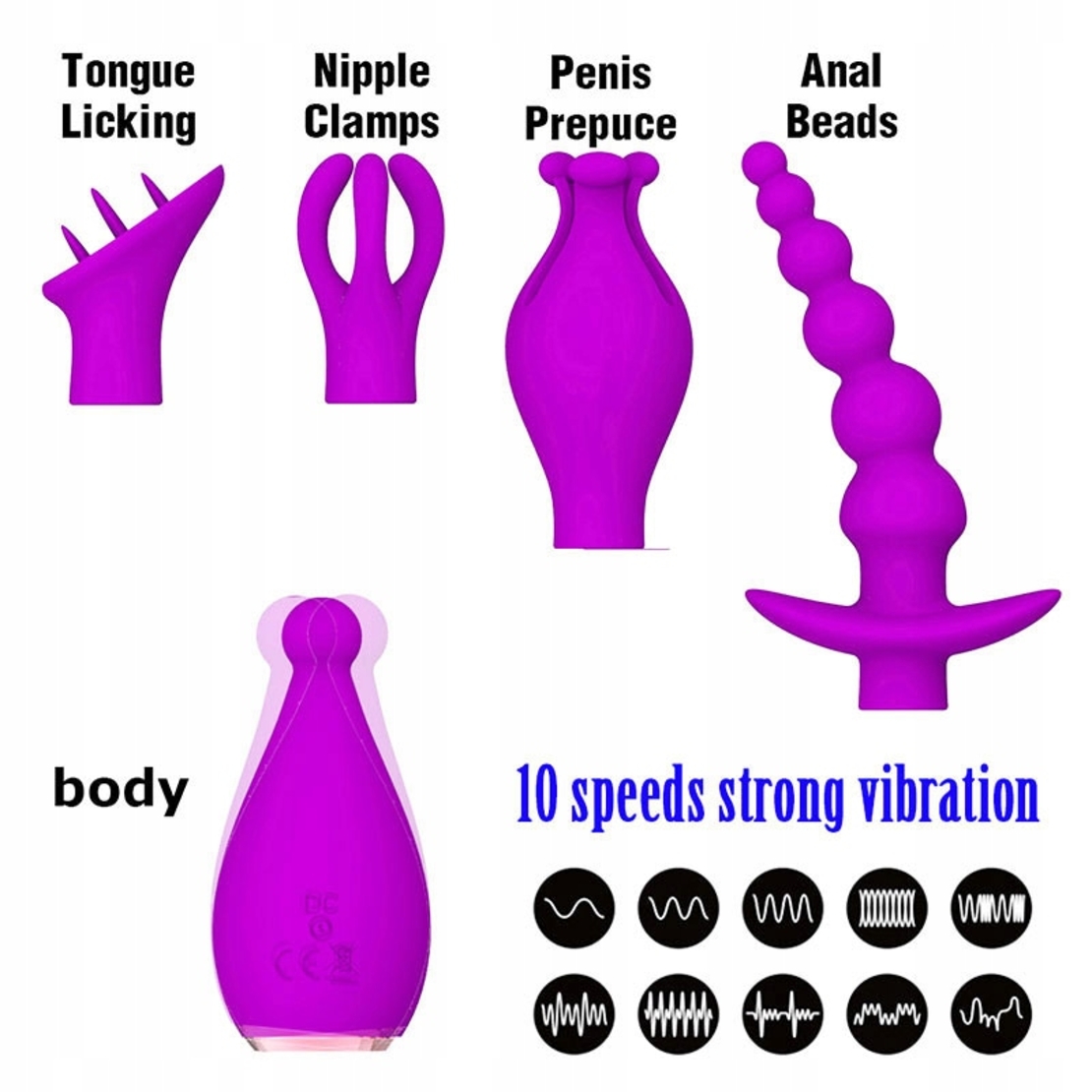 5-in-1 Multi-Functional Vibrator with 4 Interchangeable Caps – Vibrations and Massager for Women