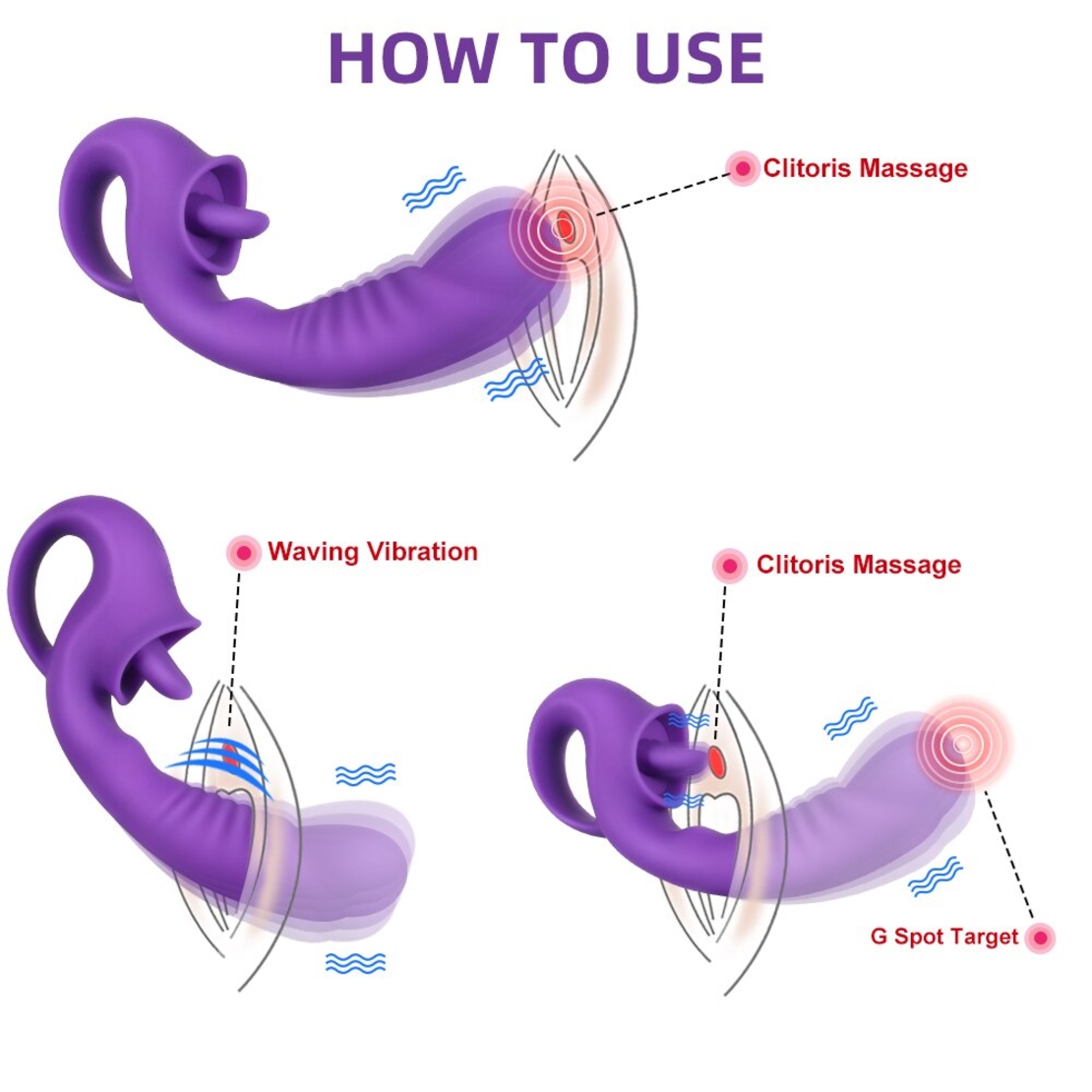 Multi-Functional Vibrator for Nipple, Clitoral, and Vaginal Stimulation
