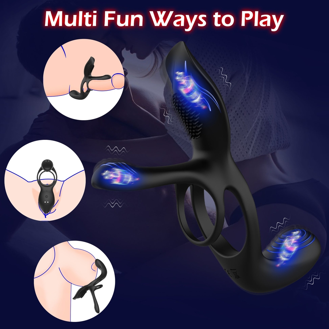 3-in-1 Remote-Controlled Penis Ring with Clitoral Stimulation – 10 Vibration Modes and IPX7 Waterproof