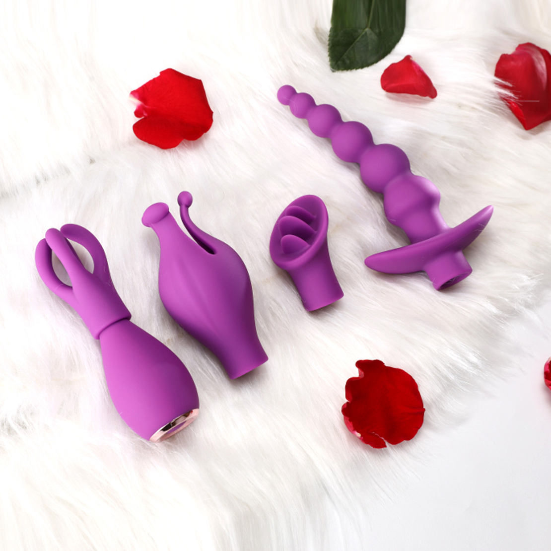 5-in-1 Multi-Functional Vibrator with 4 Interchangeable Caps – Vibrations and Massager for Women