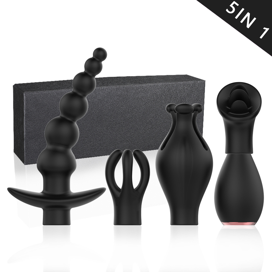 5-in-1 Multi-Functional Vibrator with 4 Interchangeable Caps – Vibrations and Massager for Women