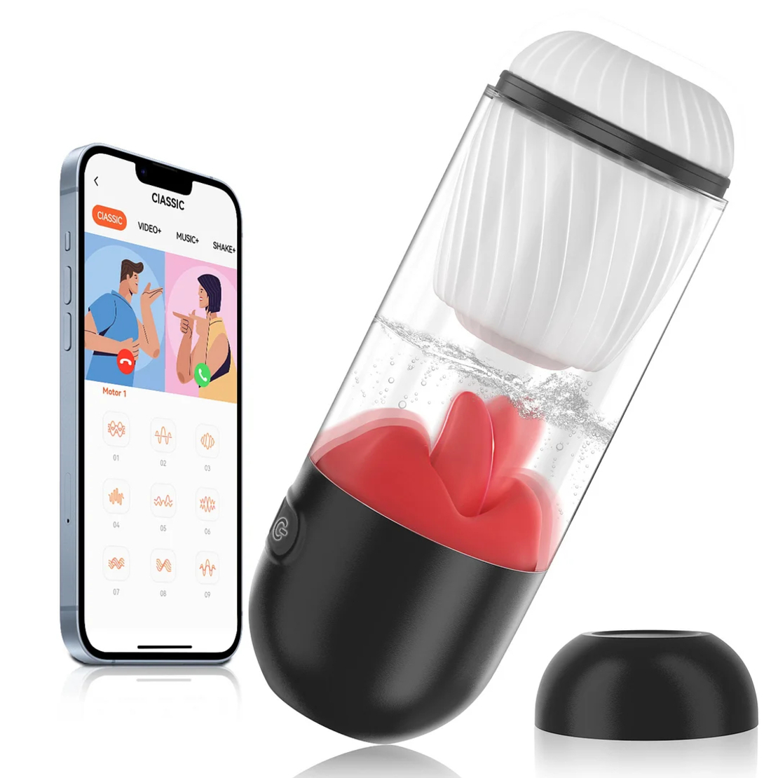 APP-Controlled 360° Tongue Stimulation Male Masturbation Cup