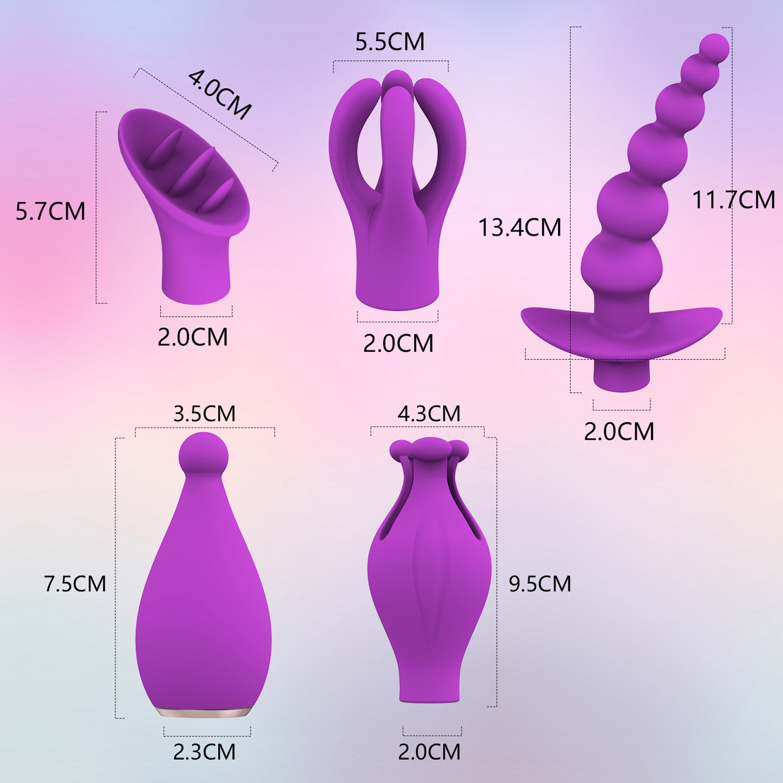 5-in-1 Multi-Functional Vibrator with 4 Interchangeable Caps – Vibrations and Massager for Women
