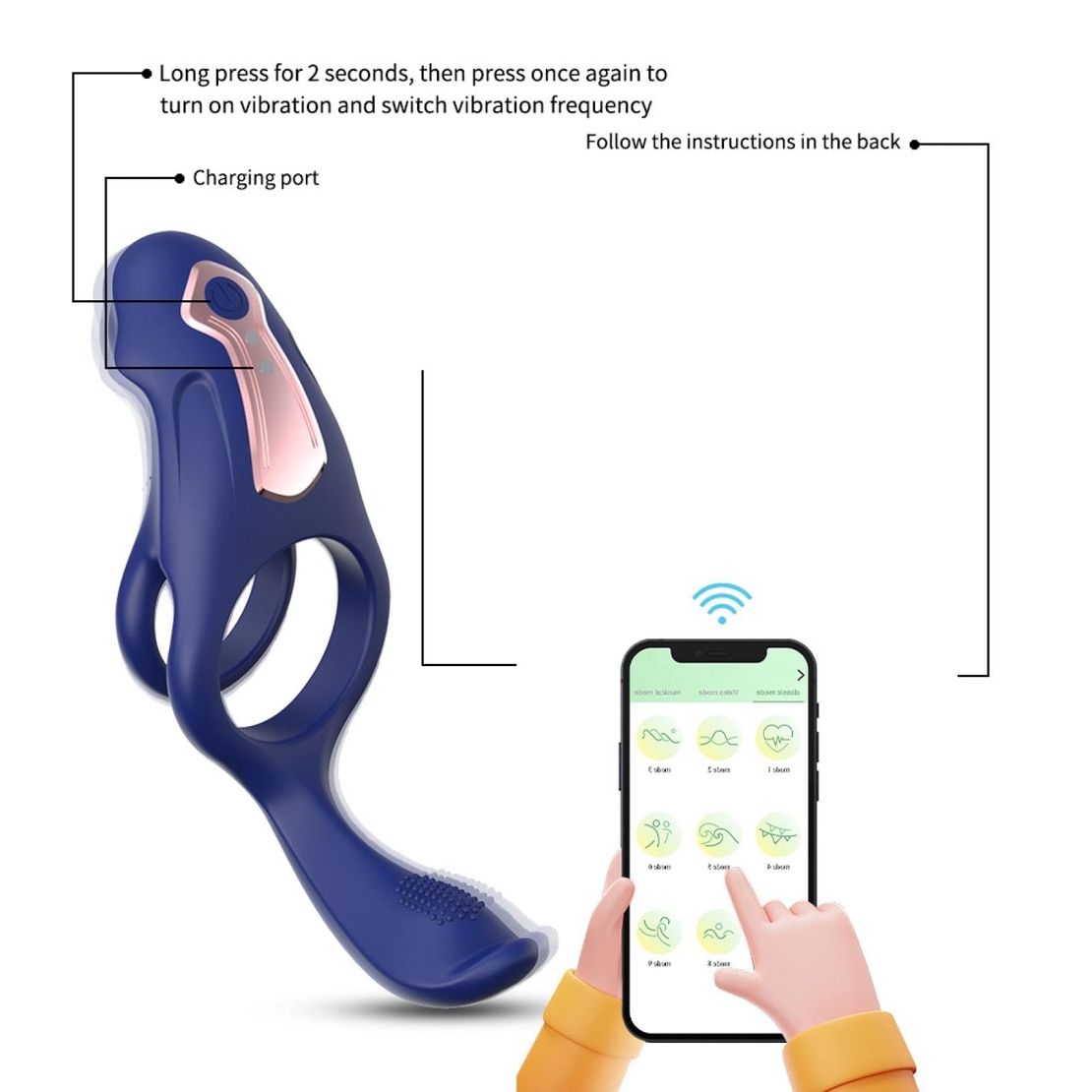 Vibrating Penis Ring with App Control – 9 Modes for Delayed Ejaculation and Clitoral Stimulation