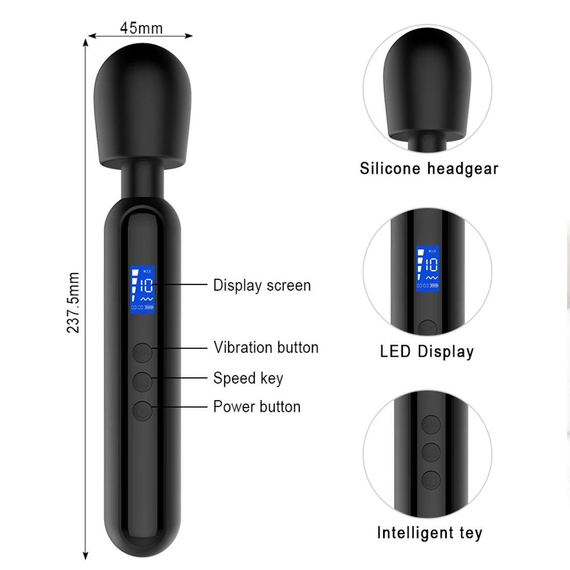 Women's Massager with LED Timer – 10 Vibration Modes and 4 Speeds