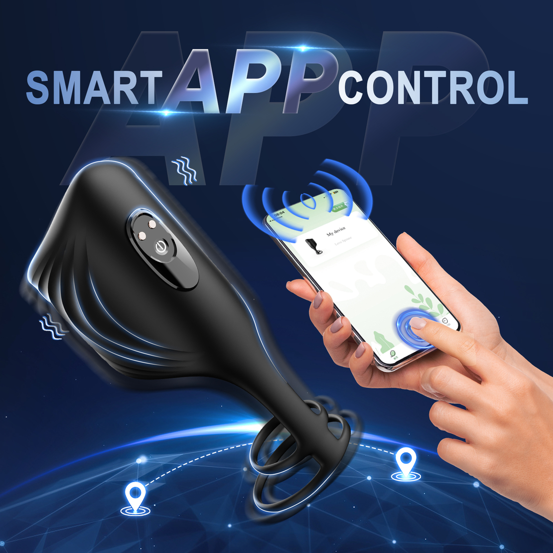 Смарт Bluetooth пенис тренажор с двойни пръстени – 10 вибрационни режима за контрол и издръжливост