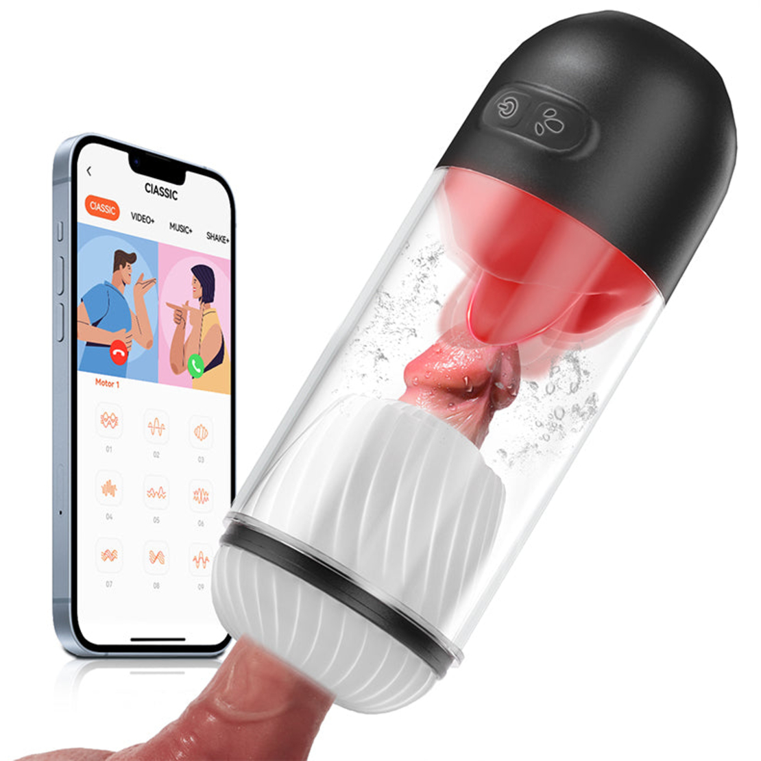 APP-Controlled 360° Tongue Stimulation Male Masturbation Cup