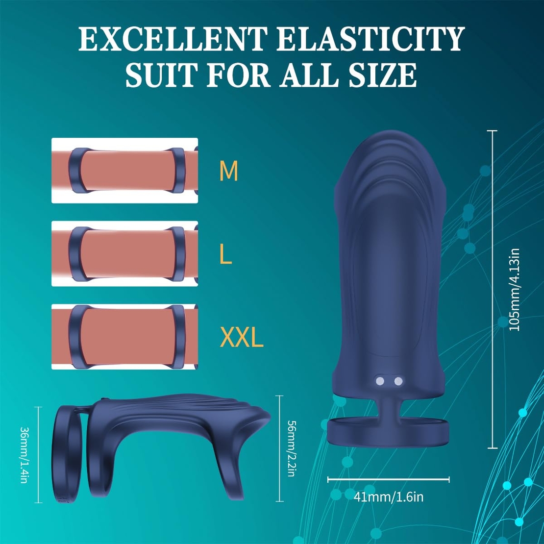 Silicone Vibrating Penis Ring with APP Bluetooth Control – 3-Ring G-Spot Stimulator for Couples
