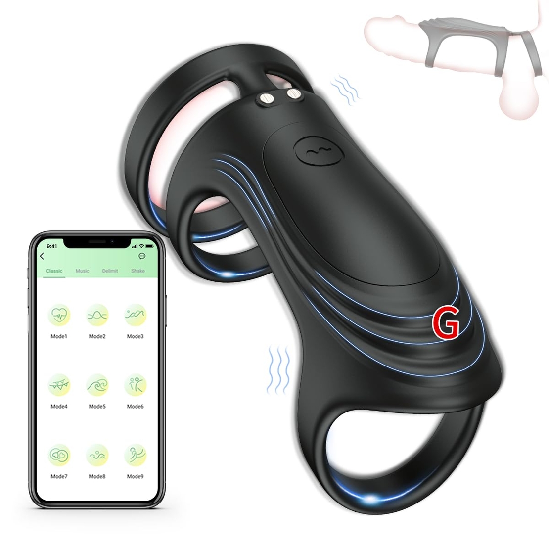 Silicone Vibrating Penis Ring with APP Bluetooth Control – 3-Ring G-Spot Stimulator for Couples