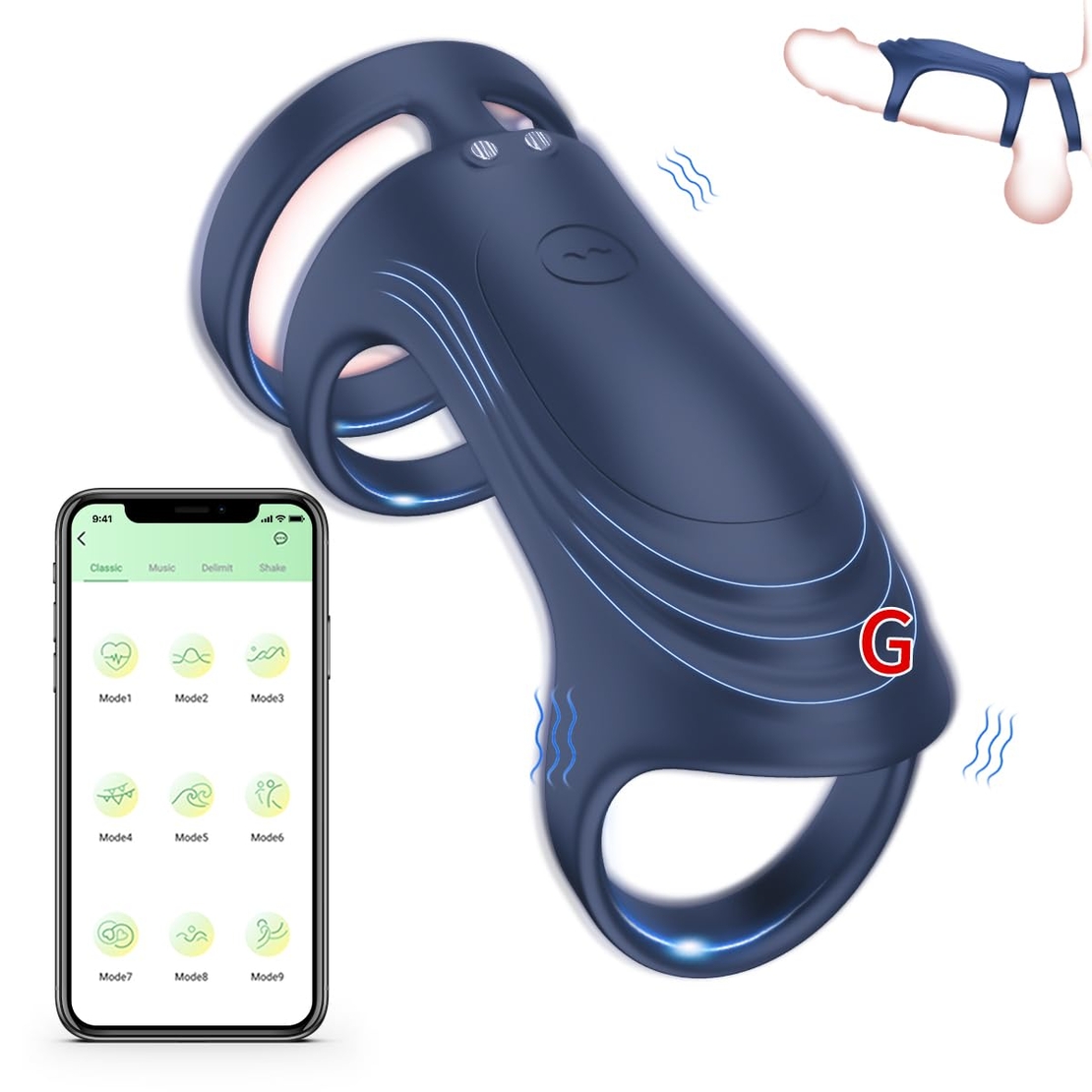 Silicone Vibrating Penis Ring with APP Bluetooth Control – 3-Ring G-Spot Stimulator for Couples