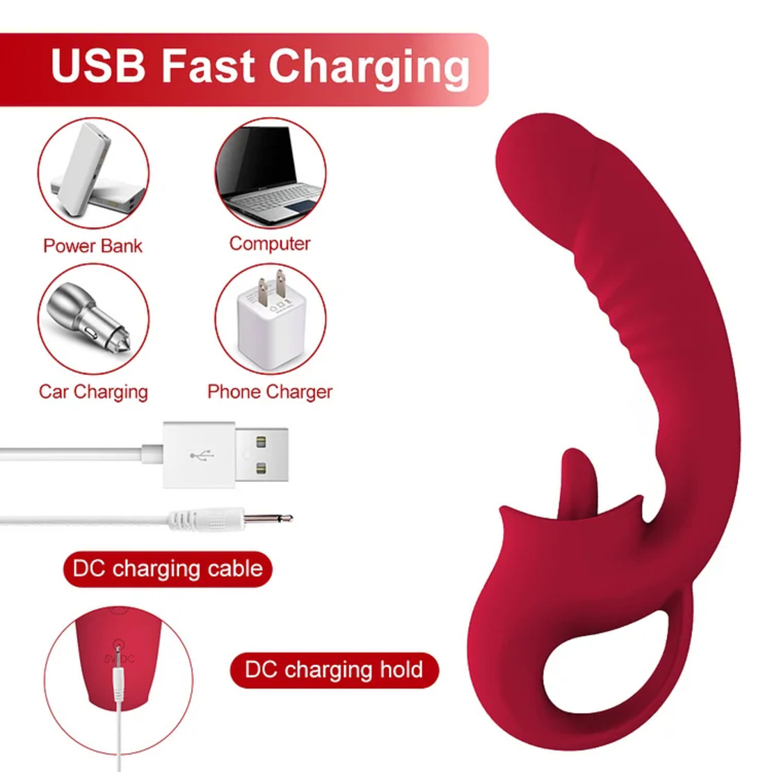 Multi-Functional Vibrator for Nipple, Clitoral, and Vaginal Stimulation